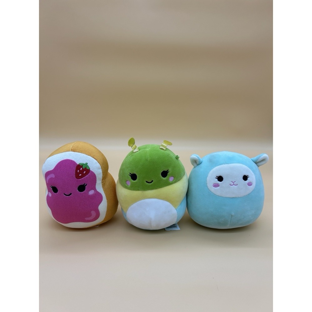 Squishmallows Jacob The Lamb, Iman Jelly Toast, & Rutabaga Caterpillar 5" Bundle